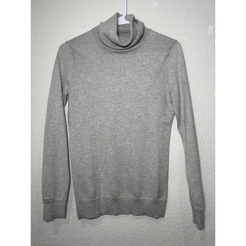 Silk Cotton Blend Banana Republic Womens XS Gray Turtleneck Sweater Heather Gray